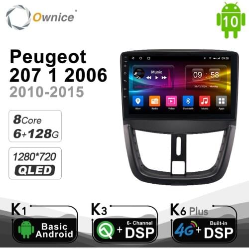 Carplay DSP PX6 Android 10.0 Car Radio Multimedia Player For Peugeot 207 1 2006 2010 - 2015 1280*720 4G LTE Navigation GPS 2din
