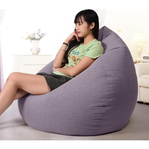 Only Large Small Lazy Sofas Cover Chairs without Filler Linen Cloth Lounger Seat Bean Bag Couch Tatami Living Room