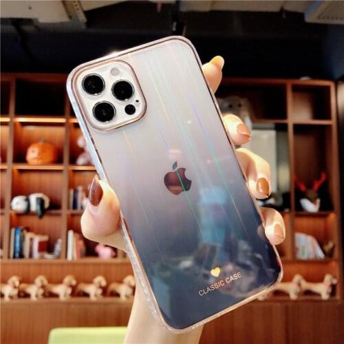 Ottwn Gradient Color Phone Case For iPhone 12 Pro Max 11 Pro Max X XR XS Max 7 8 Plus SE 2020 Luxury Laser Clear Soft IMD Cover