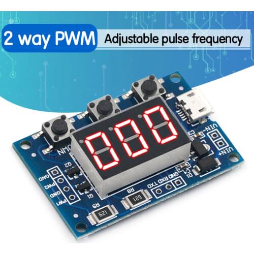 DC 5-30V Micro USB 5V Power Independent PWM Signal Generator 2 Channel Dual Way Digital LED Duty Cycle Pulse Frequency Board