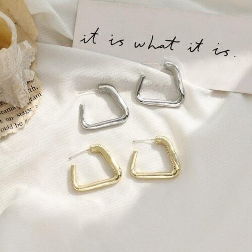 Smooth Shiny Gold Silver Color Hoop Earring Fashion Simple 2020 New Trendy Alloy Geometric Earring For Women Party Jewelry