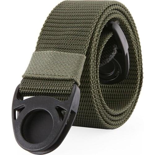 TJ-TingJun Canvas Belt POM Plastic Buckle Without Iron Anti-metal Allergy Security Check Military Training Outdoor Leisure Belt