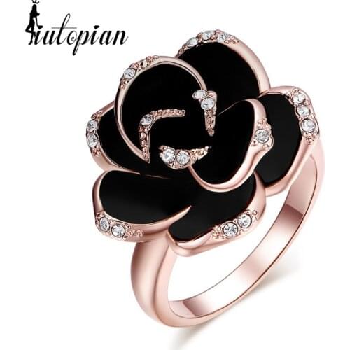 Iutopian Brand Rose Flower Ring For Women Gift Jewelry Party Rings Anti Allergy #RG91526