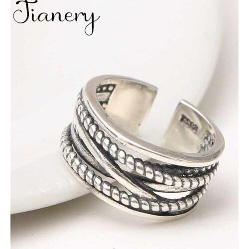 JIANERY Trendy Silver Color Multi-layer Rings For Women Bridal Wedding Engagement Jewelry Large Opening Antique Rings