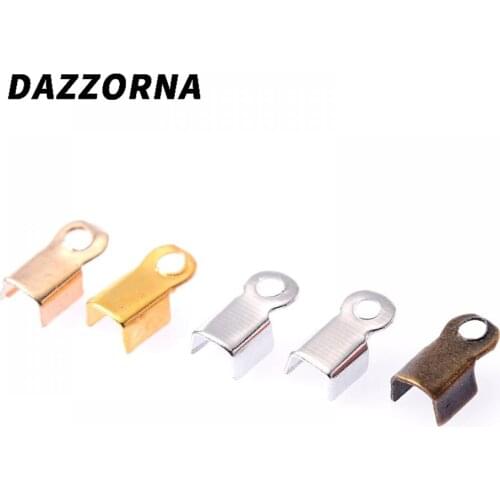 500Pcs/Lot Tip Fold Crimp Bead Connectors 3*6mm Cove Clasps Cord End Caps String Ribbon Leather Clip For Jewelry Making Supplies