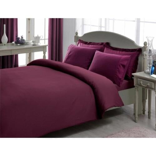 Crown Stripe Satin King Size Duvet cover set Damson