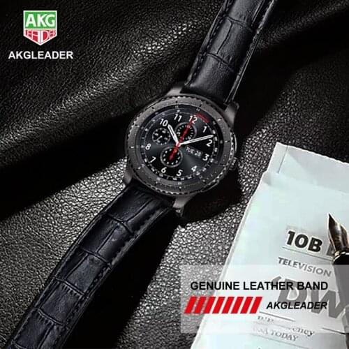 AKGLEADER Leather Strap For Samsung Gear S3 Sport S2 Genuine Leather Watch Band For Galaxy Watch Bracelet For Huami Amazfit 2