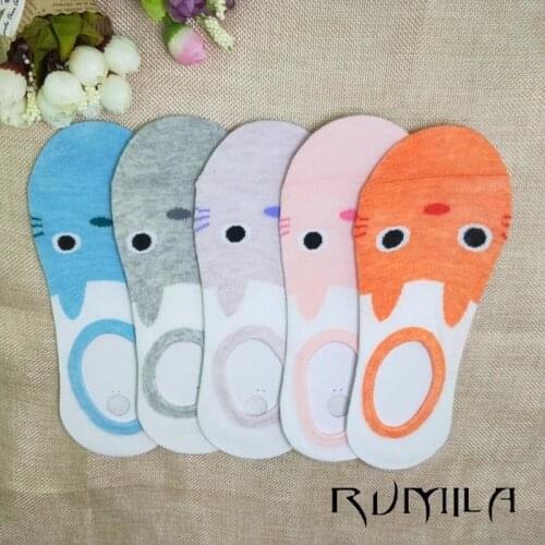 CAT summer comfortable cotton bamboo fiber girl womens socks ankle low female invisible color girl boy hosier 1pair=2pcs WS95