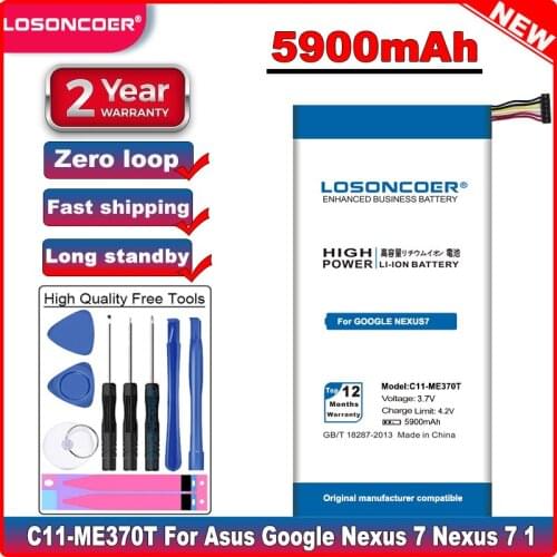 LOSONCOER 5900mAh C11-ME370T For Asus Google Nexus 7 1 Generation Nexus7 Nexus 7 2012 Wifi Version C11-ME370TG Tab Battery