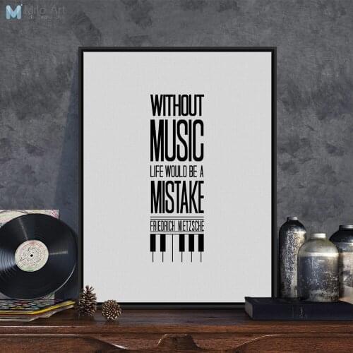 Minimalist Black White Motivational Typography Music Life Quotes A4 Art Print Poster Wall Picture Canvas Painting Custom Decor