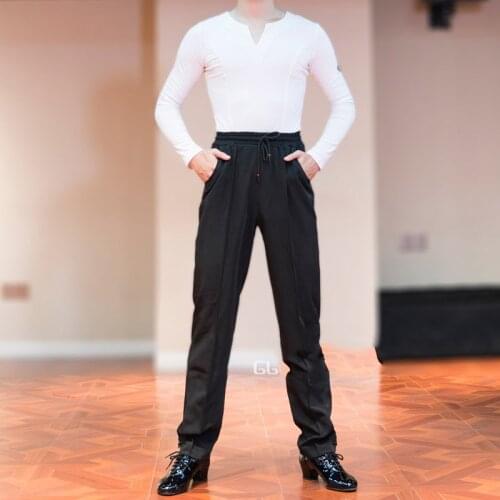 Mens Latin Dance Pants Elastic Waist Loose Harlan Practice Trousers For Male Ballroom Cha Cha Samba Stage Dance Pants DL5236