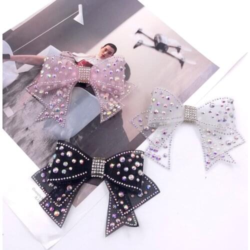 New Arrival Rhinestone Bow Knot Applique Patches For Bags Or Shoes 11CM*7.8CM Sewing Supplies Decorative Badge KD633
