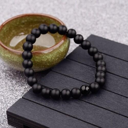 OIQUEI 8MM Natural Matte Onyx Energy Yoga Stone Beaded Bracelet Men Pulseira Bijoux Homme Birthday Party Jewelry Boyfriend Gifts