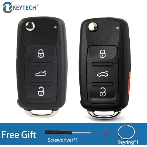 OkeyTech 2/3/4 Button Replacement Flip Folding Remote Car Key Shell For VW Polo Golf MK6 Tiguan Touareg 202AD 202H 202Q Case Fob