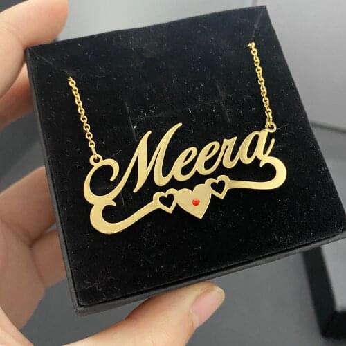 Noelia Heart Custom Name Necklace 18K Gold Plated Customized Necklaces Simulated Birthstone Pendant Necklace Gift
