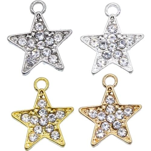 New 6pcs 13mm Pentagram Star Shape Colorful Charms Zinc Alloy Pendant for Diy Necklaces Bracelets Jewelry Accessories