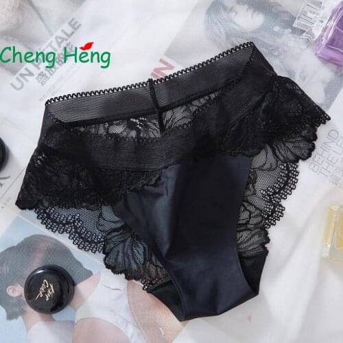 CHENG HENG Sexy Lace Seamless Womens Underwear In The Waist And Ice Silk Breathable Hip Womens Triangle Briefs