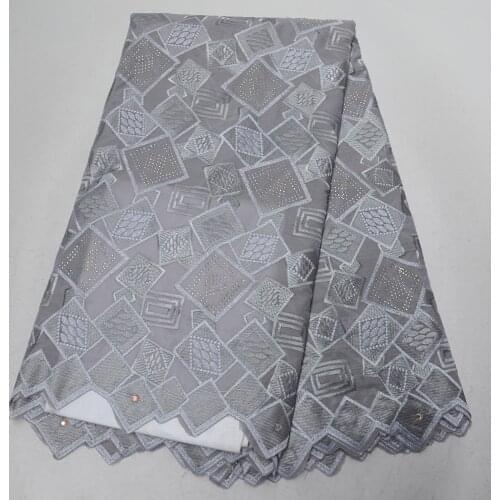 Grey Swiss voile laces in Switzerland stones Nigerian dry polish cotton high quality African french tulle lace fabrics for dress
