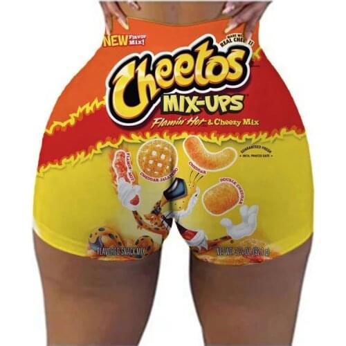 Biker Shorts Women Summer Stretch Fitness Sports Yoga Running Pants Sexy Snack Print Booty Shorts Plus Size Womens Clothing