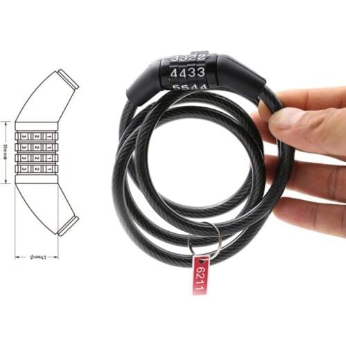 Bicycle Lock 4 Digit Code Combination Bicycle Steel Wire Security Bike Equipment MTB Anti-Theft Accessories Portable
