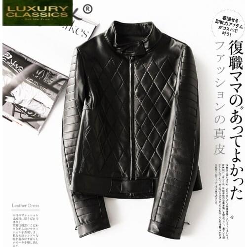 Genuine Leather Jacket Winter Women Clothes 2021 Korean Moto Biker Real Sheepskin Coat Female Fashion Ladies Coat LW1634