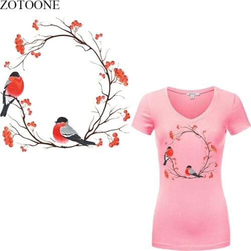 ZOTOONE Iron On Flower Bird Patches For Girl Clothe Diy T-shirt Dresses Heat Transfer Stickers A-level Washable Thermal Press E