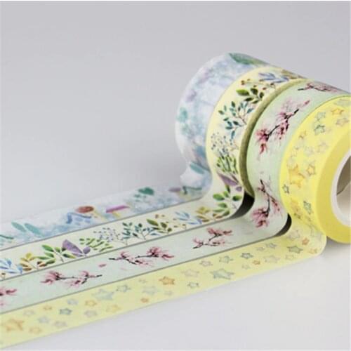 Ayron 1 pcs 15 mm*10 m Luxuriant Flowers & Chalet Washi Tape Adhesive Tape DIY Scrapbooking Sticker Label Masking Tape