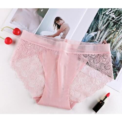 1PC New French Traceless Ultra-thin Mesh Breathable Lace Sexy Underwear Womens Medium Low Waist Briefs Head