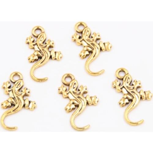 10pcs Silver Color/Gold metal gecko mini Charm Bracelet Necklace Jewelry Making Handmade DIY 10x19mm