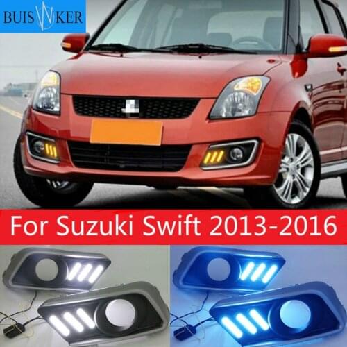 2PCS LED Daytime Running Light Turn Yellow Signal Relay Waterproof Car 12V LED DRL For Suzuki Swift 2013-2016