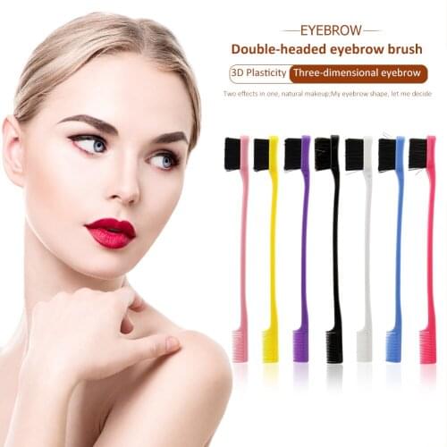 2 in 1 Double Sided Edge Control Eyebrow Brush Nylon Fiber Eyebrow Eyelash Comb Toothbrush Type Eyebrow Brush Combs