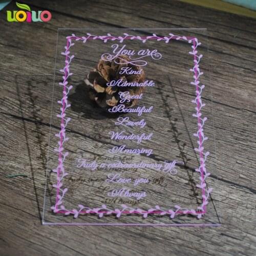 20pcs popular brand laser cut acrylic wedding invitation card various color printing customize invitations