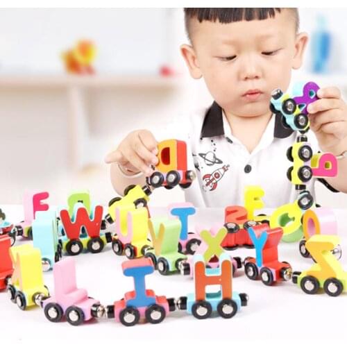 27Pcs/Set Magnetic Number Alphabet Animal Mini Train Cars Education Kids Toy Mini DIY Car For Kids Xmas Gifts