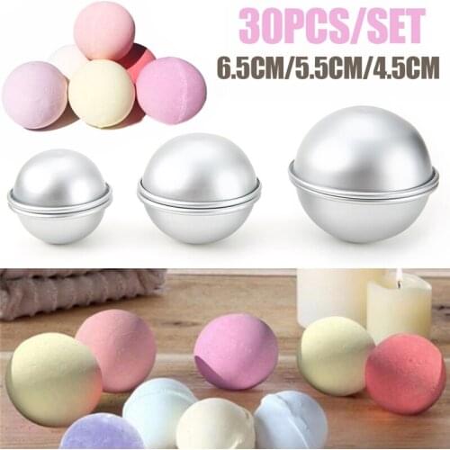 30Pcs Bath Bomb Mold Kit 3 Size Aluminium Alloy Bomb Mould For Salt Ball Crafting Gifts Semicircle Sphere Mold Home Bathing Tool