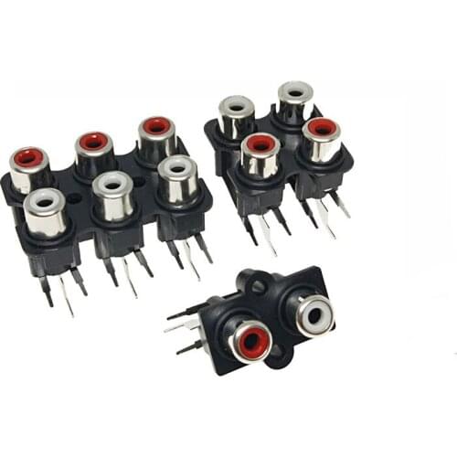 5Pcs 2/4/6 hole RCA Female Stereo audio Jack AV Audio input socket Connector Lotus row Amplifier Interface Signal connection