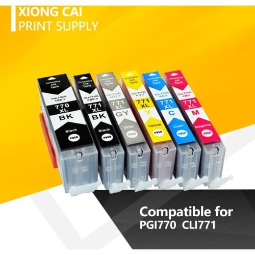 6Pcs PGI770 CLI771 Compatible Ink Cartridge for Canon PIXMA MG5770 MG6870 printers ink PGI-770 CLI-771 PGI 770 CLI 771 XL