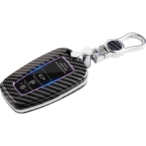 Carbon Fiber Car Key Chain Cey Cover For Toyota Camry Chr Prius Corolla RAV4 Prado 2017 2018 Avalon Land Cruiser