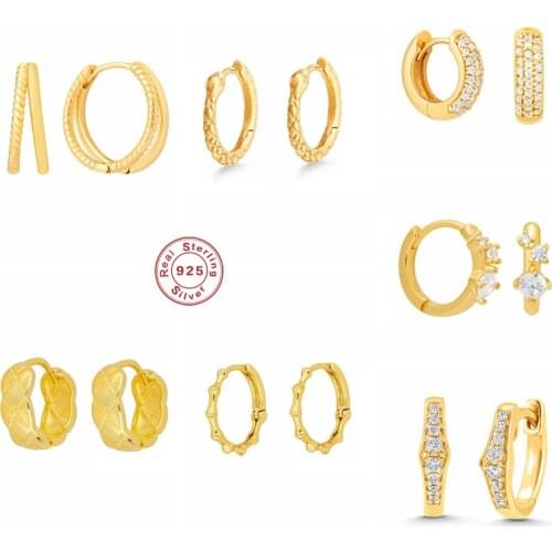 BOAKO 925 Sterling Silver Gold Gold Hoop Earrings For Women Cubic Zirconia Jeweled Bamboo Snake Twist Circle Huggie Earring Gift