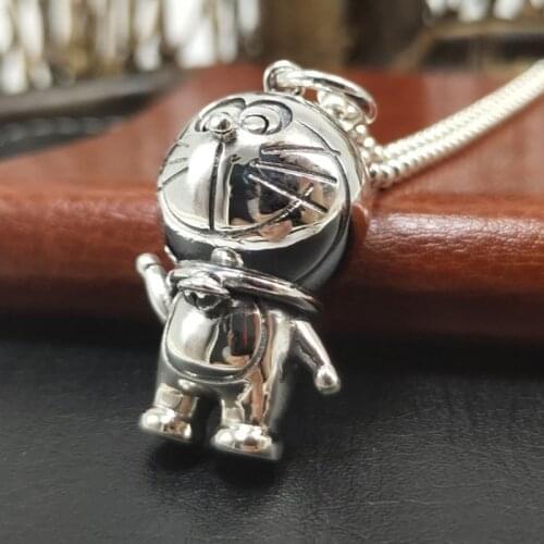 BOCAI New Solid 100% s925 Silver cute Cat Pendant exquisite Gift cartoon blessed Cat Woman Pendant
