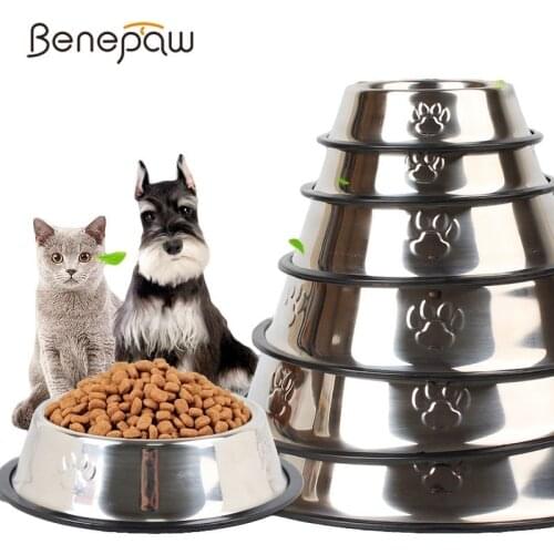 Benepaw Stainless Steel Water Food Dog Bowl Durable Small Medium Large Dog Feeder Pet Anti-skid Puppy Cat Feeding Drinking Bowl