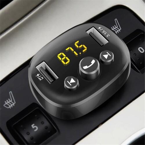 Black Fm Transmitter Bluetooth Handsfree Car Kit Wireless Car Mp3 Player Usb Car Charger 5V 3.1A 2 Port Aux Fm Modulator Mf-A1