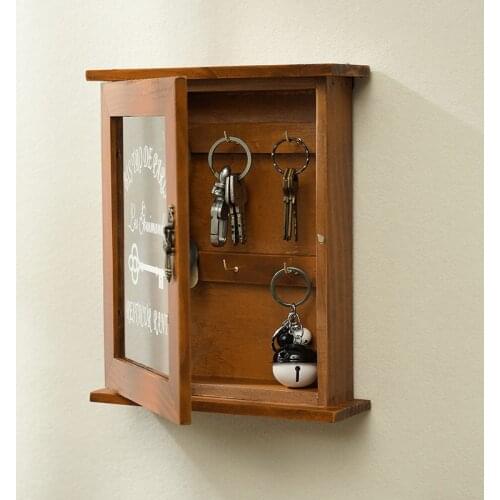 Solid wood key storage box wall hanging doorway living room creative home decoration key storage key box