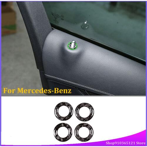 For Mercedes Benz GLC X253 C Class W205 2015-2019 Soft Carbon Fiber Auto Door Lock Cover Stickers Car Interior Accessories4 Pcs