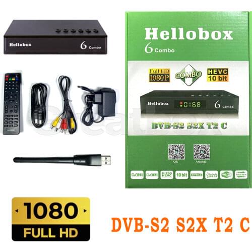 Combo Set Top Box H.265 DVB S2X DVB-T2 DVB-C support Cline Newcamd Scam+ Auto Biss Auto Powervu Hellobox 6 Combo