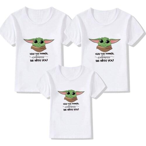 Disney Star War Print Family Matching Clothes Cool Father Son Mother Daughter Summer White Tshirts Harajuku Family Look Outfits