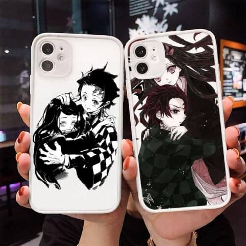 Demon Slayer Phone Case For iPhone 12 11 Mini Pro XR XS Max 7 8 Plus X Matte transparent White Cover