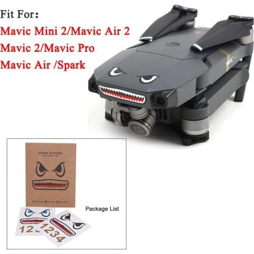 DJI Mini 2 Stickers 2pcs Shark Face Decals Skin for Mavic Air 2/MINI2/Mavic Air/MAVIC PRO /DJI Spark Sticker DIY Accessories