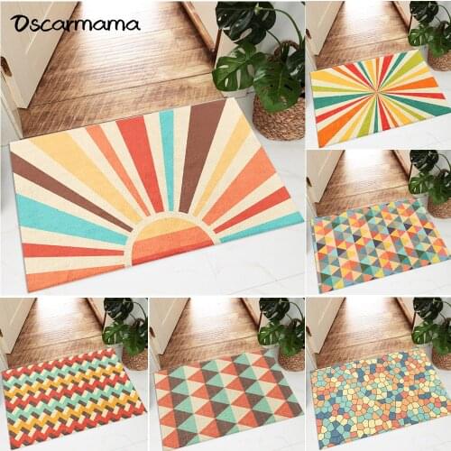 Chevron Abstract Geometry Art Yellow 3D Carpets Floor Bedside Mats Living Room Funny Entrance Door Anti-Slip Rugs Modern Home