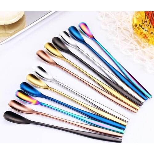 Stainless Steel Coffee Mixing Stirring Spoon With Long Handle Cocktail Spoons Teadrop Dessert Scoops Bartender Stirring Tools