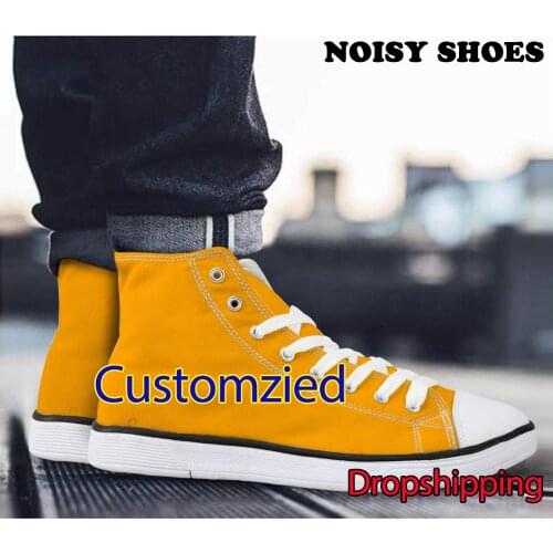 New Custom Images Or Logo Men Women Lace-up Vulcanize Shoes Classic Breathabl High Top Canvas Shoes Men Flat Sneakers Drop Ship